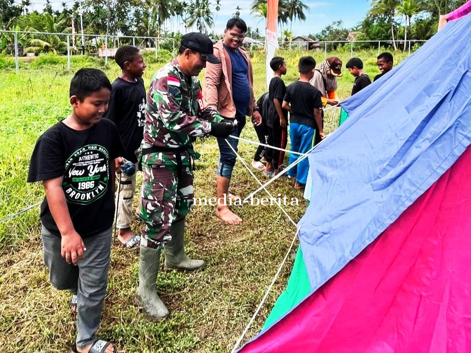 Tanamkan Jiwa Kepemimpinan dan Nasionalisme Sejak Dini, Babinsa Arso Dampingi Jambore Pramuka Arso B