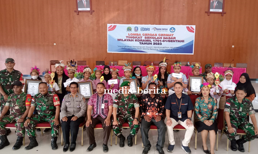 Puluhan Pelajar SD Ikuti Lomba Cerdas Cermat Yang Digelar Oleh Koramil Sentani
